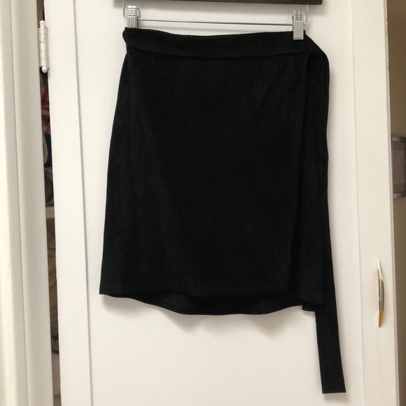 Black Suede Leather wrap Skirt